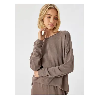 Koton Knitted Pajama Top Long Sleeve Crew Neck Comfortable Pattern