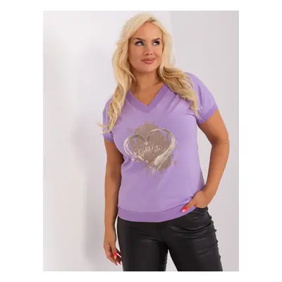 Light purple blouse plus size with print