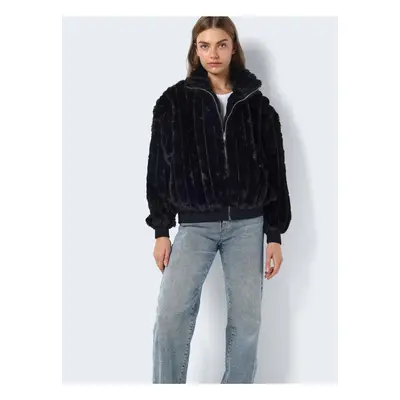 Black Women's Winter Jacket made of artificial fur Noisy May Zena - Ladies