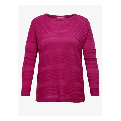 Dark pink women's ribbed sweater ONLY CARMAKOMA Airplain - Ladies