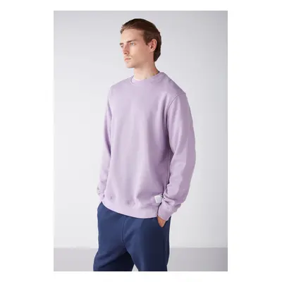 GRIMELANGE Travis Men's Soft Fabric Regular Fit Round Neck Lilac Sweatshir