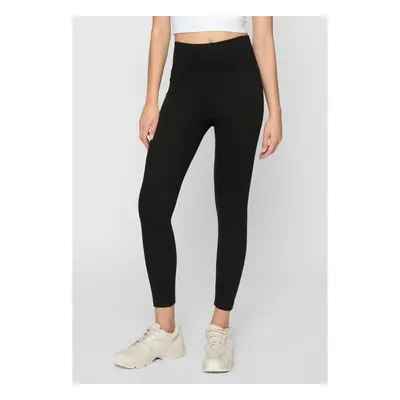 Women's high-waisted jersey leggings 2-pack black+black