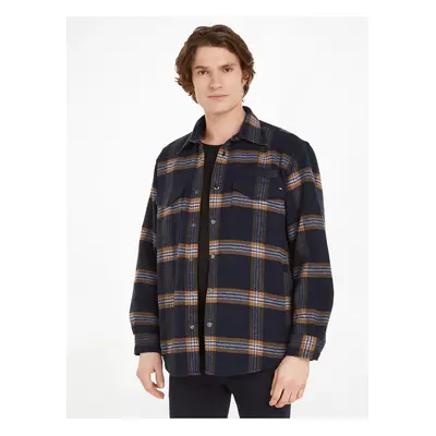 Tommy Hilfiger Men's Navy Blue Tommy Wool Flannel Outer Shirt - Men's