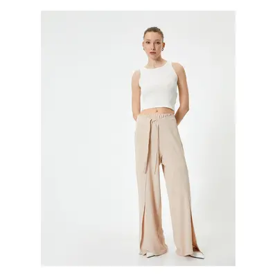 Koton Wide Leg Trousers with Cap, Tie Detail, Elastic Waist