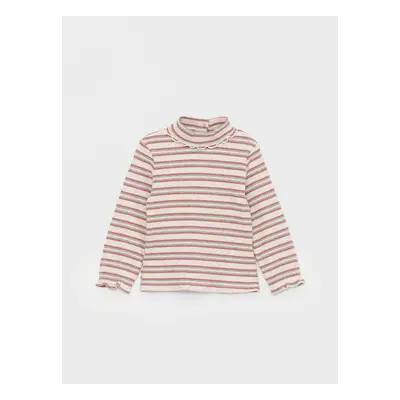 LC Waikiki Half Turtleneck Striped Soft Textured Baby Girl T-Shirt