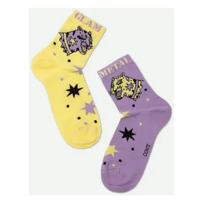 Conte Woman's Socks Yellow-Lilac