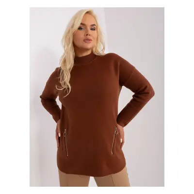 Brown women's sweater plus size with viscose