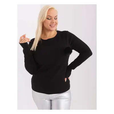 Black knitted viscose sweater plus size