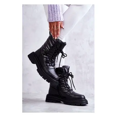 Women's snow lace-up boots GOE KK2N4017 Black