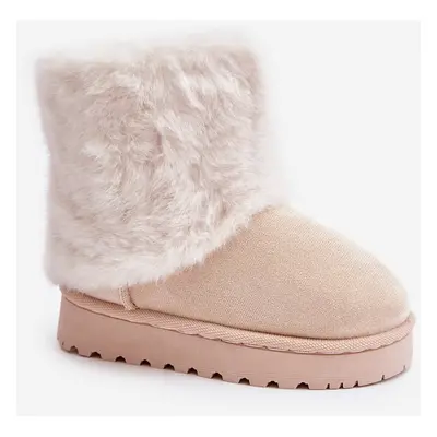 Children's ankle snow boots with fur light beige Crisie