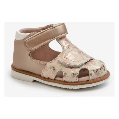 Children's patterned velcro sandals gold Maellita