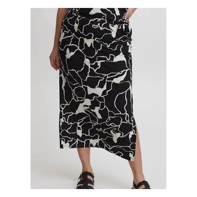 White and Black Ladies Patterned Midi Skirt Fransa - Ladies