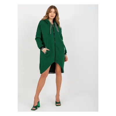 Women's long zip-up hoodie - green