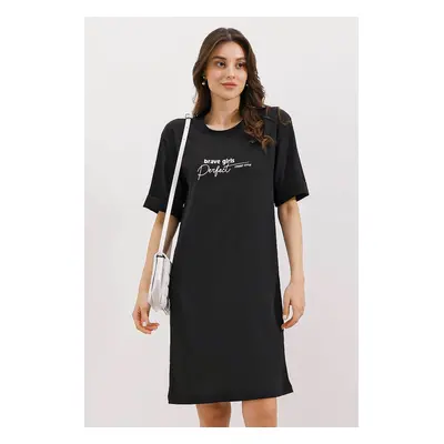 Bigdart Printed Oversize Knitted Dress - Black