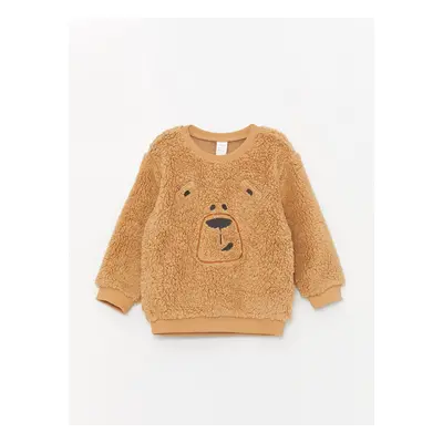 LC Waikiki Crew Neck Long Sleeve Embroidery Detailed Plush Baby Boy Sweatshirt