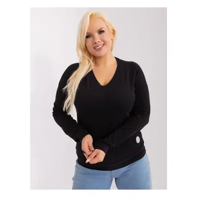 Black women's plus size blouse with neckline