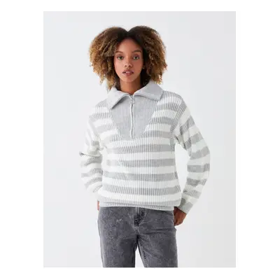 LC Waikiki Women's High Neck Striped Long Sleeve Knitwear Sweater