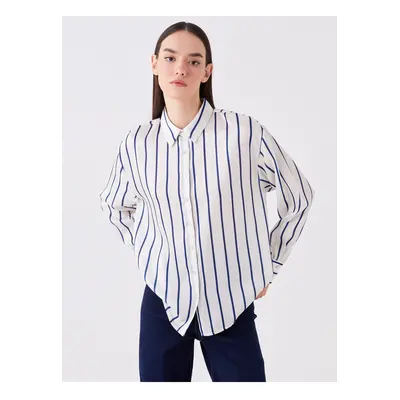 LC Waikiki Women's Striped Long Sleeve Oversize Satin Shirt