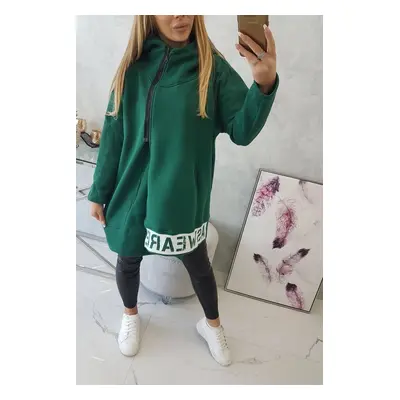 Insulated sweatshirt with zipper dark green