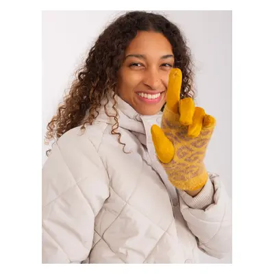 Dark yellow two-piece touch gloves