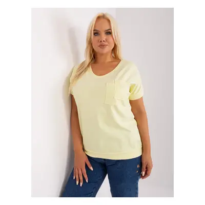 Light yellow women's plus size blouse with pocket