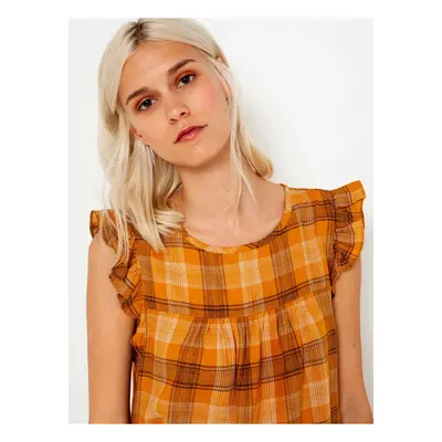 Orange plaid blouse CAMAIEU - Ladies