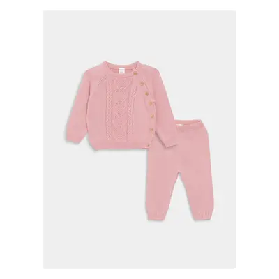 LC Waikiki Crew Neck Long Sleeve Basic Baby Girl Knitwear Sweater and Trousers 2-Piece Set