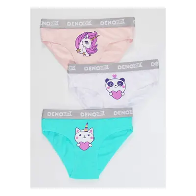 Denokids Girls' Pink-white-mint Pieces Panty Set