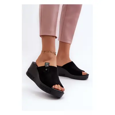 Women's Black Vleni Wedge Slippers