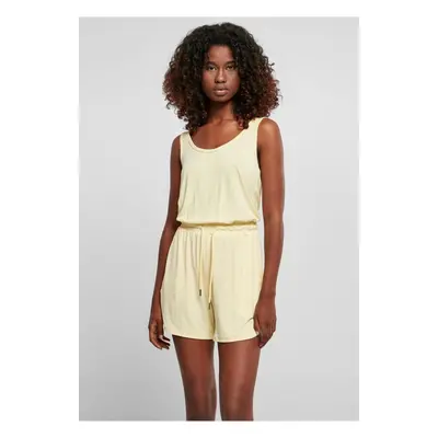 Women's modal jumpsuit with short sleeves, soft yellow