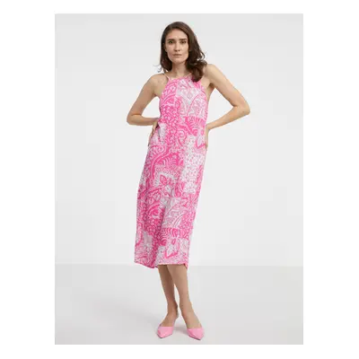 Women's pink patterned summer midi dress VERO MODA Ebba - Women