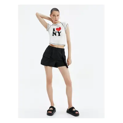 Koton Cargo Mini Short Skirt Wide Pocket Detailed Elastic Waist