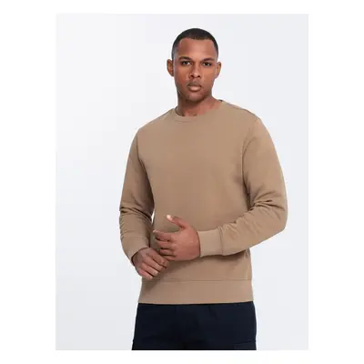 Ombre Men's BASIC sweatshirt with round neckline - brown