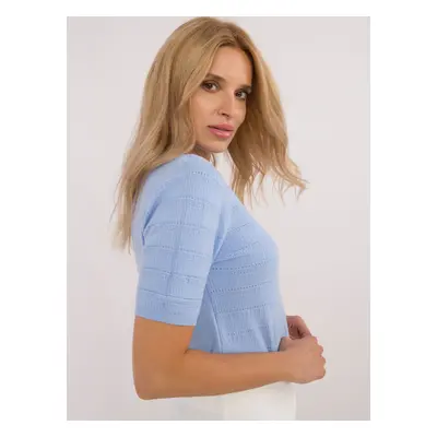 Light blue classic short sleeve sweater