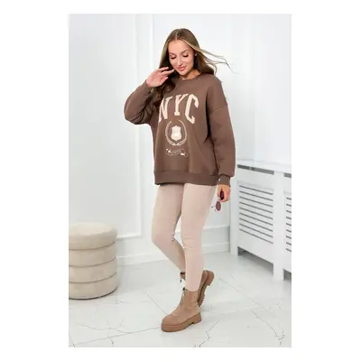 Cotton set insulated sweatshirt + leggings brown