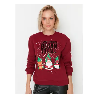 Burgundy women's sweatshirt with Christmas motif Trendyol - Women