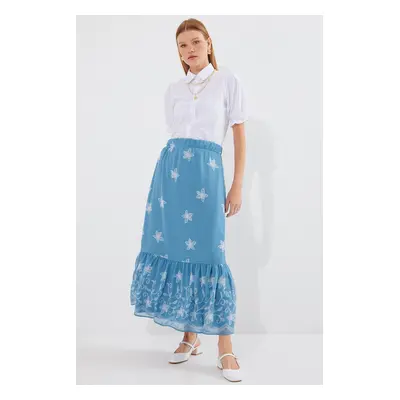 Bigdart Patterned Chiffon Skirt - Indigo