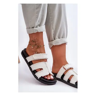 Women's fabric sandals with white trim Lamirose