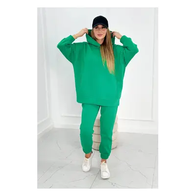 Insulated set with sweatshirt and trousers in green