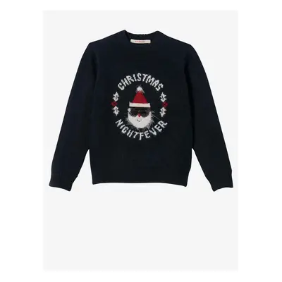 Dark blue girly sweater with Christmas motif CAMAIEU - Girls