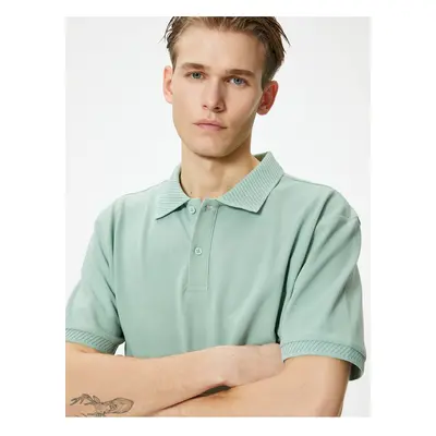 Koton Collared T-Shirt Buttoned Slim Fit Short Sleeve