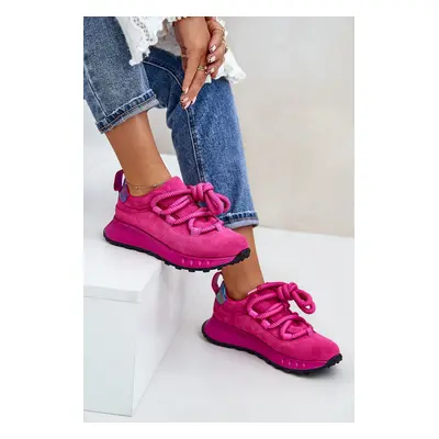 Suede Women's Thick Lacing Sneakers Artiker Fuchsia