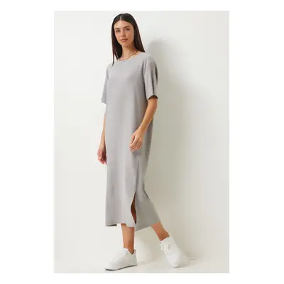 Happiness İstanbul Women's Gray Loose Long Casual Knitted Dress