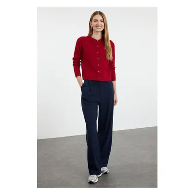 Trendyol Claret Red Wool Jacket-Look Knitted Cardigan