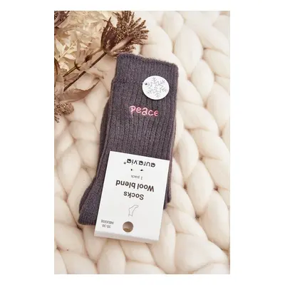 Women's warm socks with gray lettering