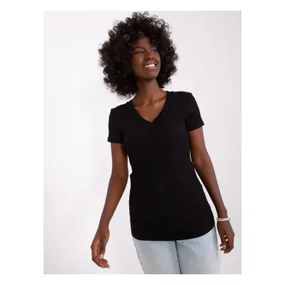 Black women's basic blouse with short sleeves