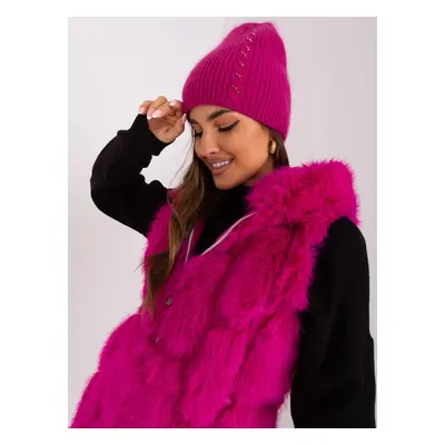 Fuchsia women's hat with angora