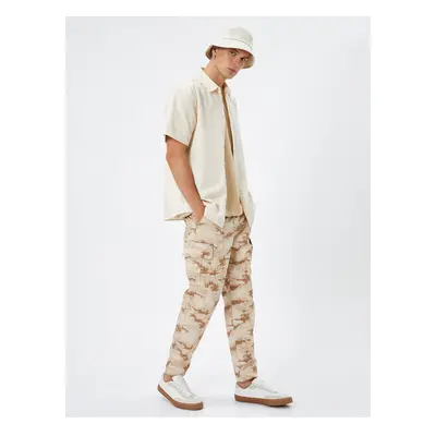 Koton Cargo Pants Camouflage Printed Pocket Detailed Lace Waist