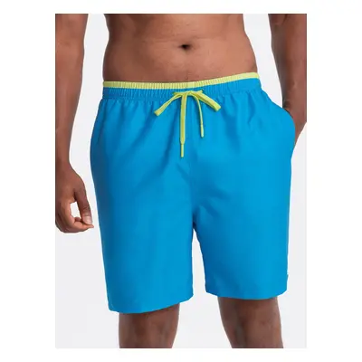 Ombre Men's swim shorts with two-tone welt - blue