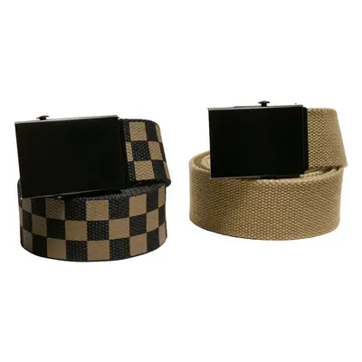 Check And Solid Canvas Belt 2-Pack olive/black